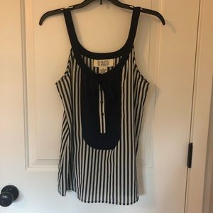 Sheer navy and cream stripe tank top